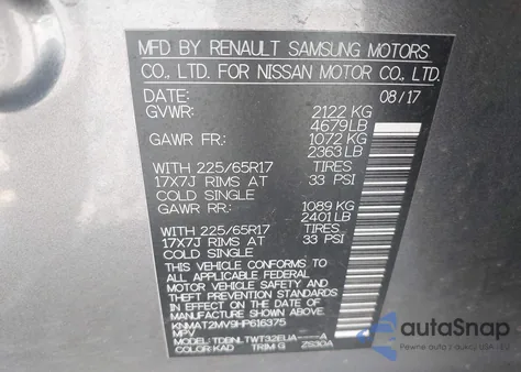 2017 Nissan Rogue Sv from USA, damaged, VIN KNMAT2MV9HP616375